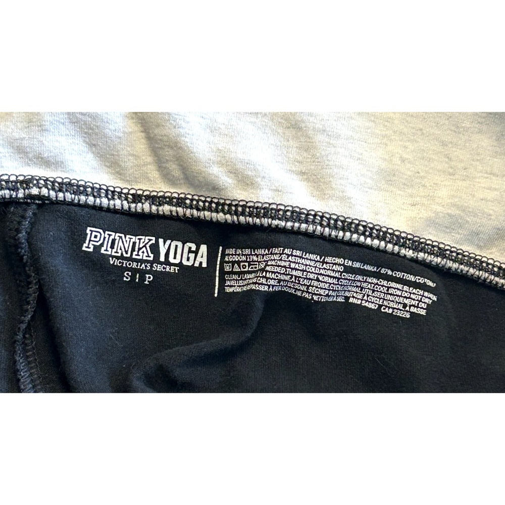 Vintage Y2K PINK VICTORIA'S SECRET‎ Foldover Yoga Leggings Black Spell Out SMALL - Picture 4 of 7